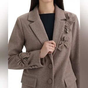 NVLT Brown Blazer with Floral Details - New w/ Tags